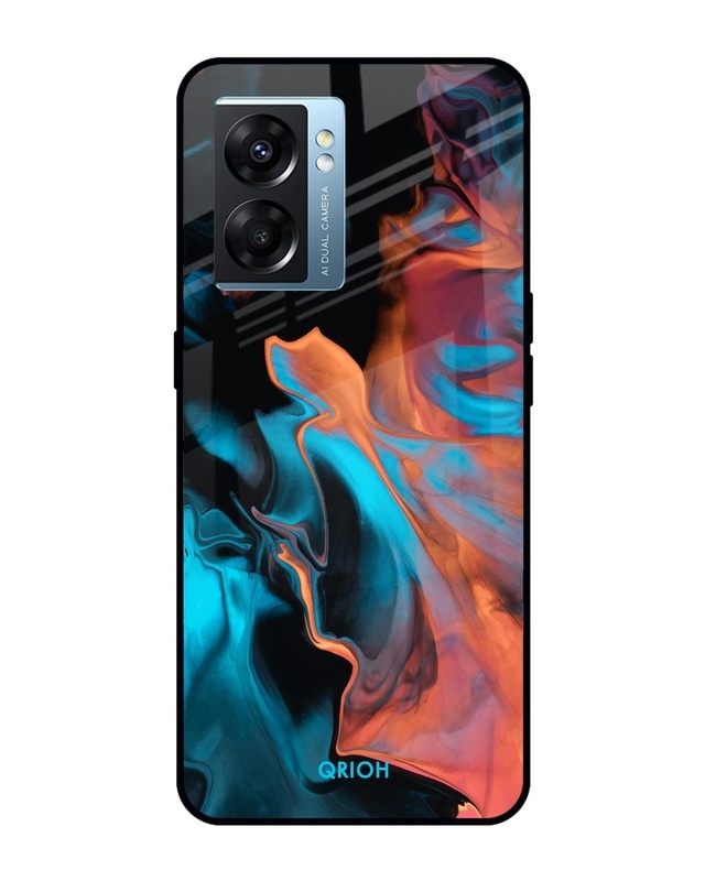 Shop Abstract Painting Printed Premium Glass Cover for Oppo K10 5G (Shock Proof, Scratch Resistant)-Front