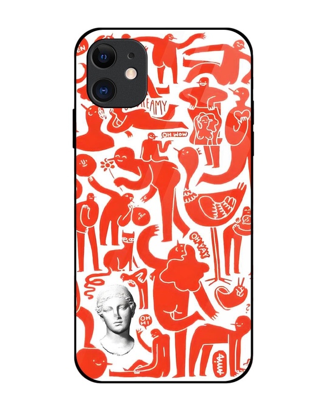 Abstract People Premium Glass Cover for Apple iPhone 12-Front Bewakoof Shop Abstract People Premium Glass Cover for Apple iPhone 12-Front