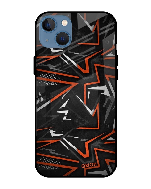 Shop Abstract Printed Premium Glass Cover For iPhone 13 mini (Impact Resistant, Matte Finish)-Front