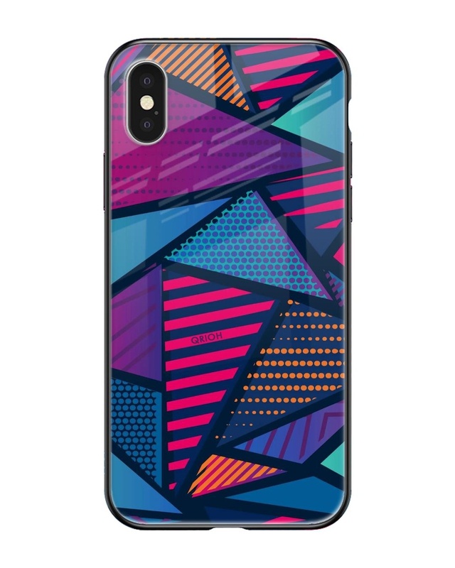 Shop Abstract Printed Premium Glass Cover For iPhone X (Impact Resistant, Matte Finish)-Front