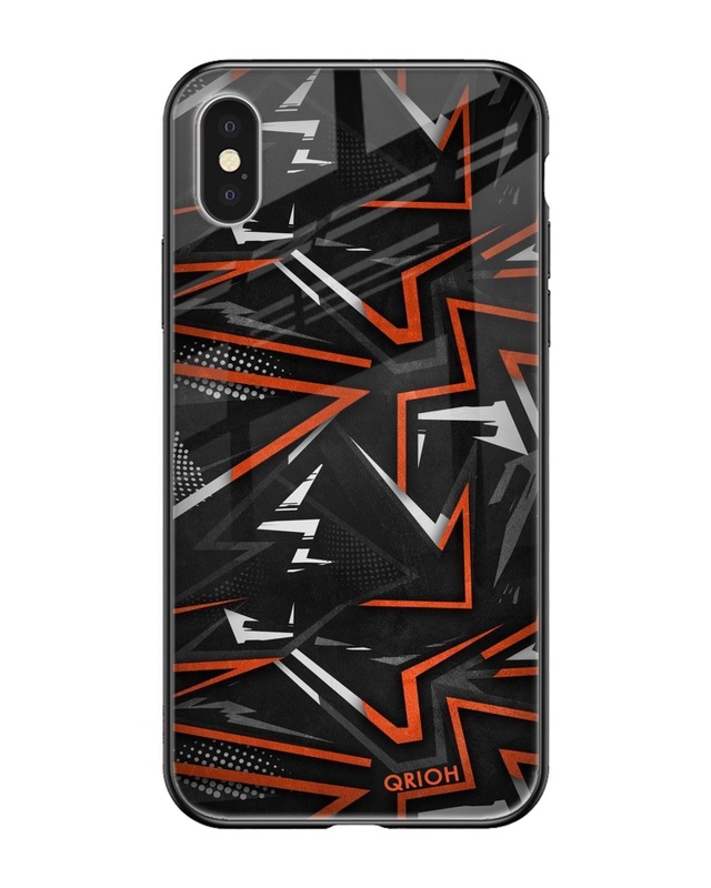 Shop Abstract Printed Premium Glass Cover For iPhone XS Max (Impact Resistant, Matte Finish)-Front