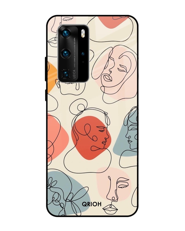Shop Abstract Printed Premium Glass Cover For Huawei P40 Pro (Impact Resistant, Matte Finish)-Front