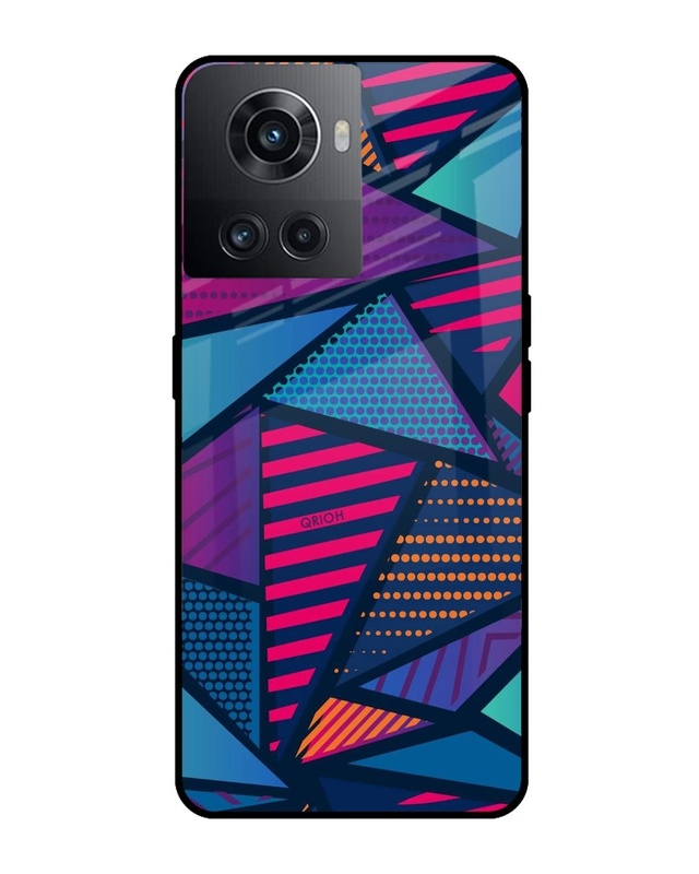 Shop Abstract Printed Premium Glass Cover For OnePlus 10R 5G (Impact Resistant, Matte Finish)-Front