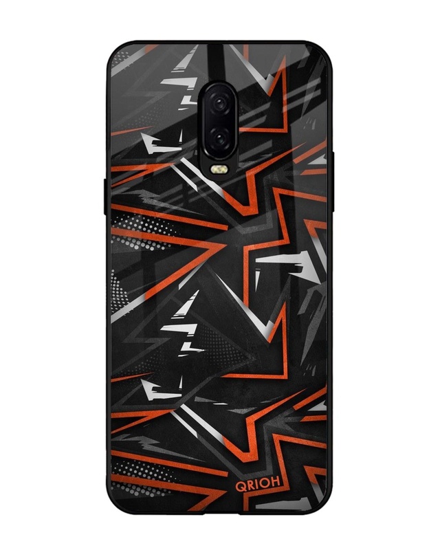 Shop Abstract Printed Premium Glass Cover For OnePlus 6T (Impact Resistant, Matte Finish)-Front