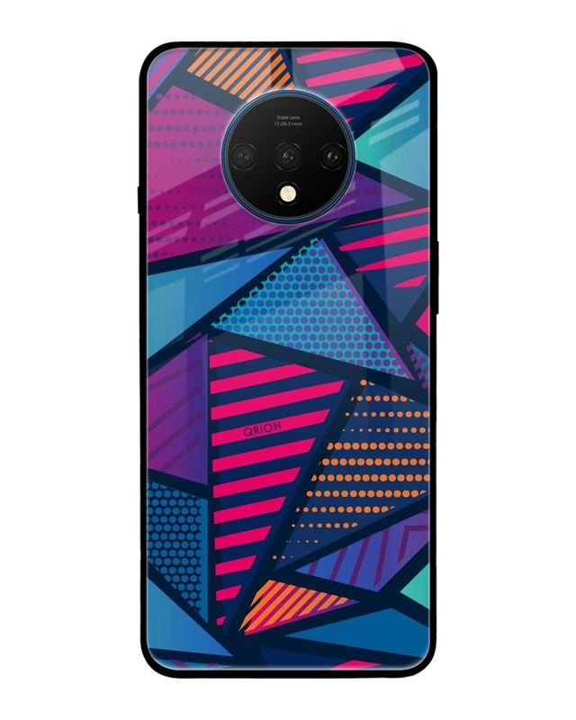 Shop Abstract Printed Premium Glass Cover For OnePlus 7T (Impact Resistant, Matte Finish)-Front