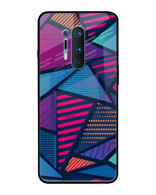 Shop Abstract Printed Premium Glass Cover For OnePlus 8 Pro (Impact Resistant, Matte Finish)-Front