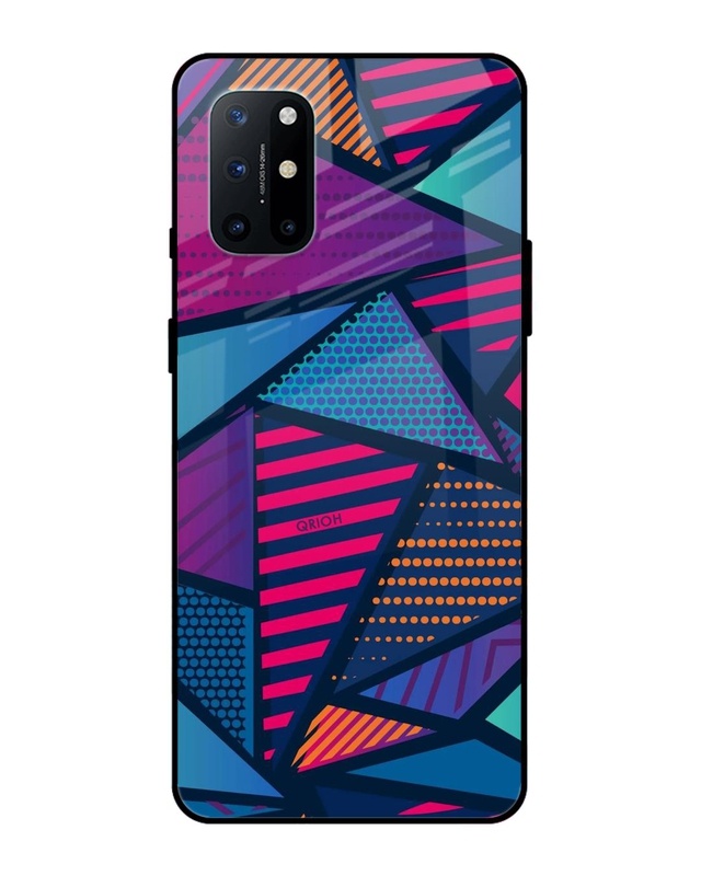 Shop Abstract Printed Premium Glass Cover For OnePlus 8T (Impact Resistant, Matte Finish)-Front