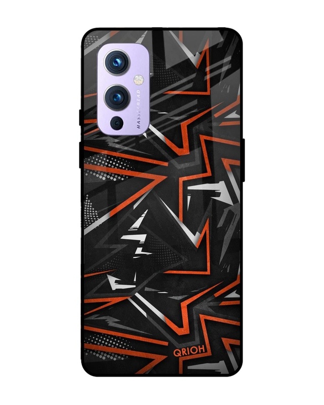 Shop Abstract Printed Premium Glass Cover For OnePlus 9 (Impact Resistant, Matte Finish)-Front