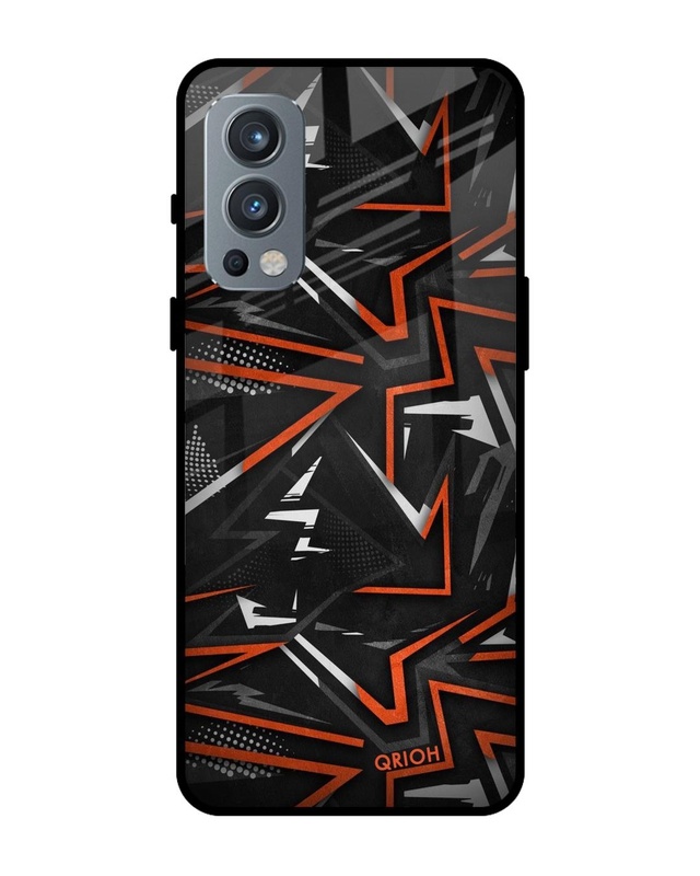 Shop Abstract Printed Premium Glass Cover For OnePlus Nord 2 5G (Impact Resistant, Matte Finish)-Front