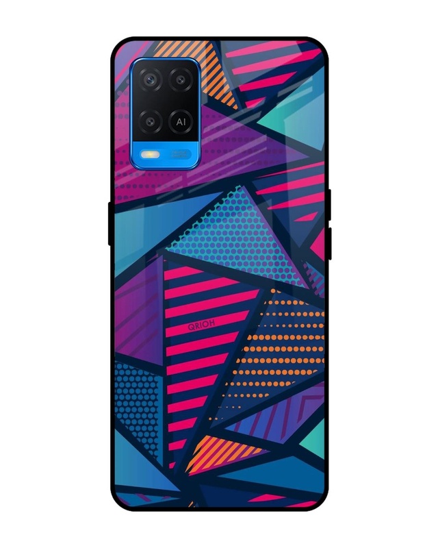 Shop Abstract Printed Premium Glass Cover For Oppo A54 (Impact Resistant, Matte Finish)-Front