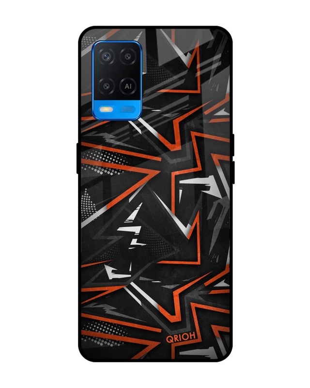 Shop Abstract Printed Premium Glass Cover For Oppo A54 (Impact Resistant, Matte Finish)-Front