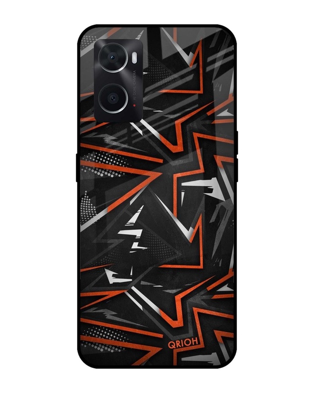 Shop Abstract Printed Premium Glass Cover For Oppo A76 (Impact Resistant, Matte Finish)-Front