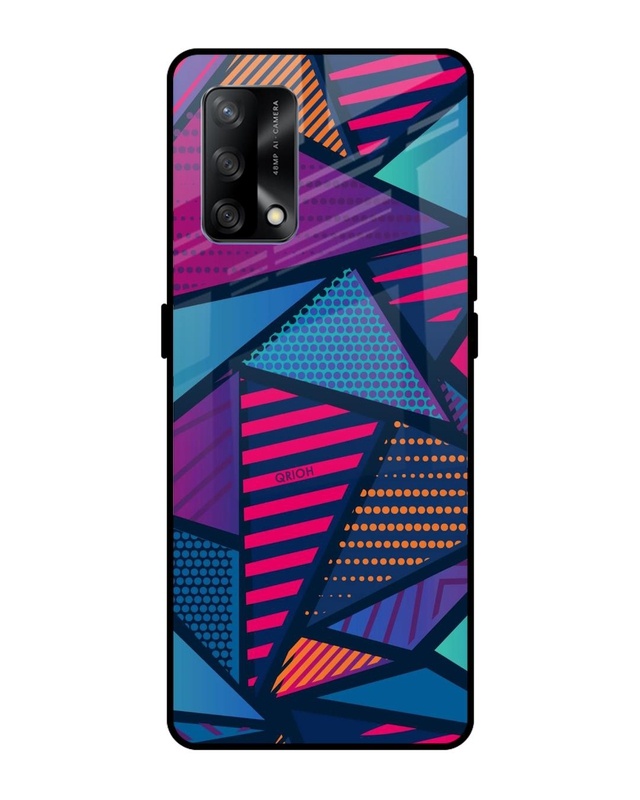 Shop Abstract Printed Premium Glass Cover For Oppo F19 (Impact Resistant, Matte Finish)-Front