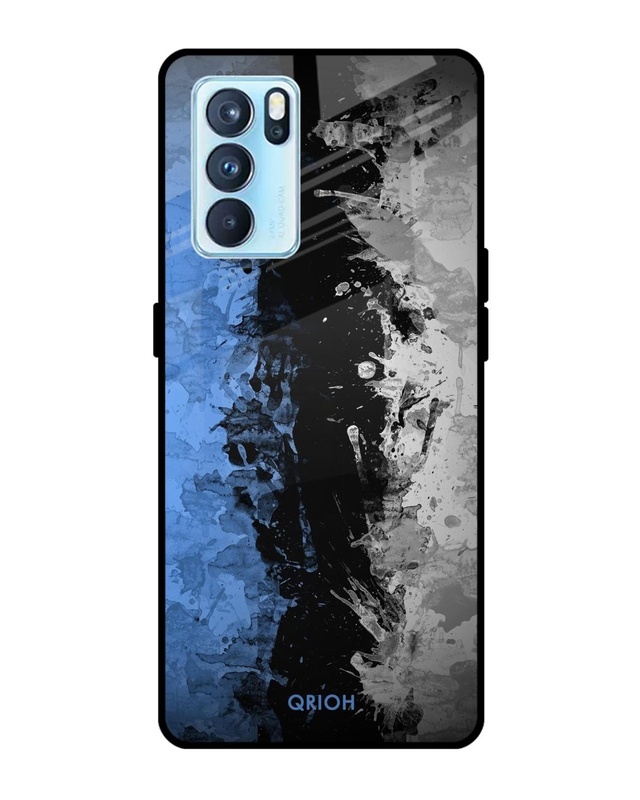 Shop Abstract Printed Premium Glass Cover For Oppo Reno6 Pro (Impact Resistant, Matte Finish)-Front
