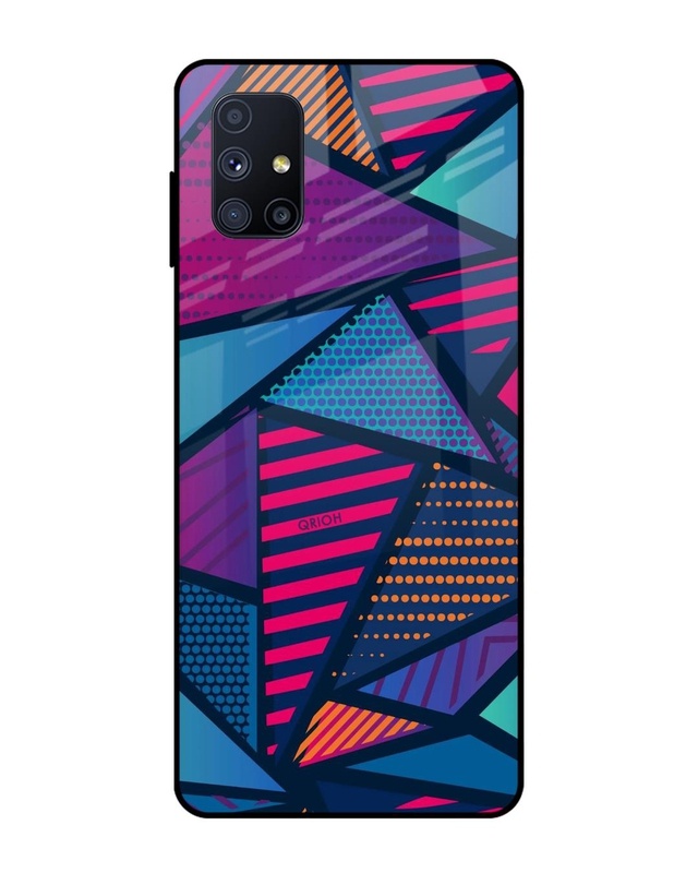 Shop Abstract Printed Premium Glass Cover For Samsung Galaxy M51(Impact Resistant, Matte Finish)-Front