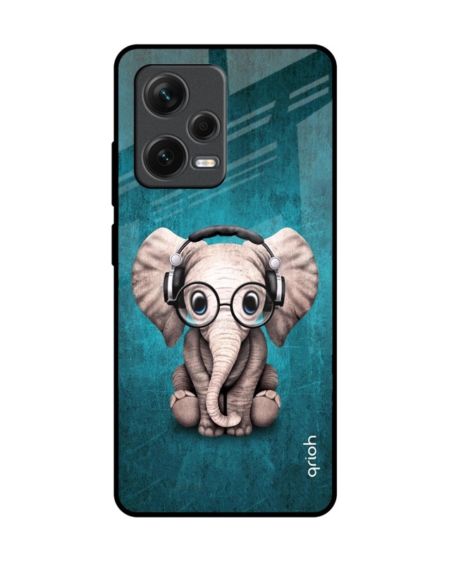 Shop Adorable Baby Elephant Premium Glass Case for Redmi Note 12 Pro+ 5G (Shock Proof, Scratch Resistant)-Front