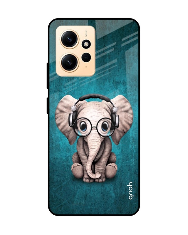 Shop Adorable Baby Elephant Premium Glass Case for Redmi Note 12 (Shock Proof, Scratch Resistant)-Front