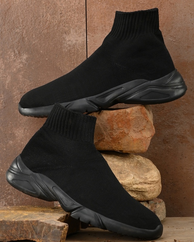 Shop Afrojack Men's Black High Top Boots-Front