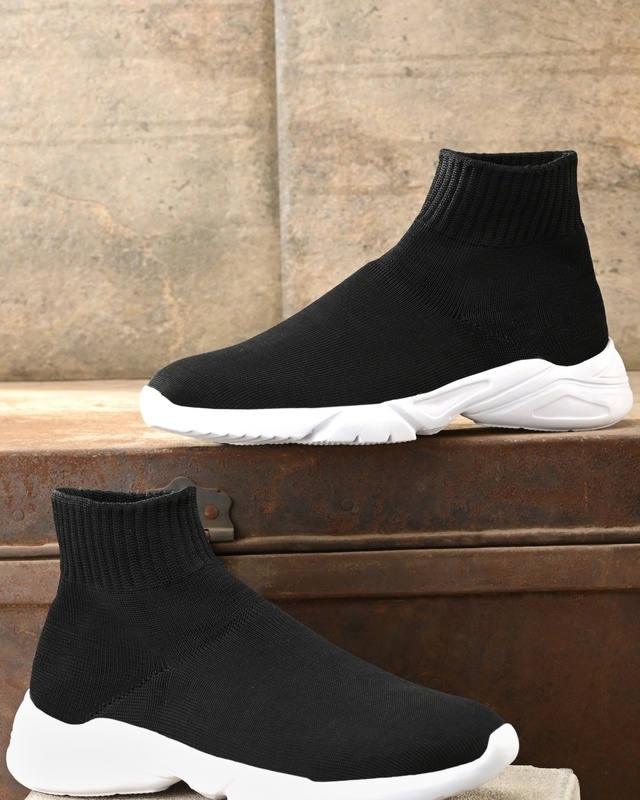 Shop Afrojack Men's Black Mid Top Sneakers-Front