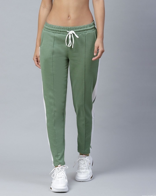 Shop Alcis Women Olive Green Solid Slim Fit Track Pants-Front
