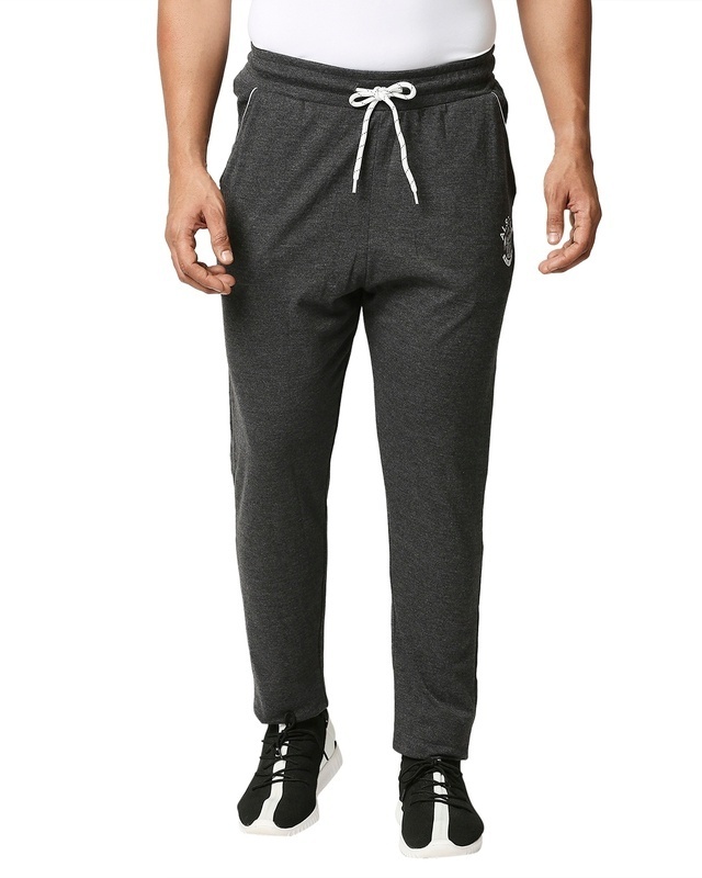 Shop Alstyle Printed Men Dark Grey Track Pants-Front