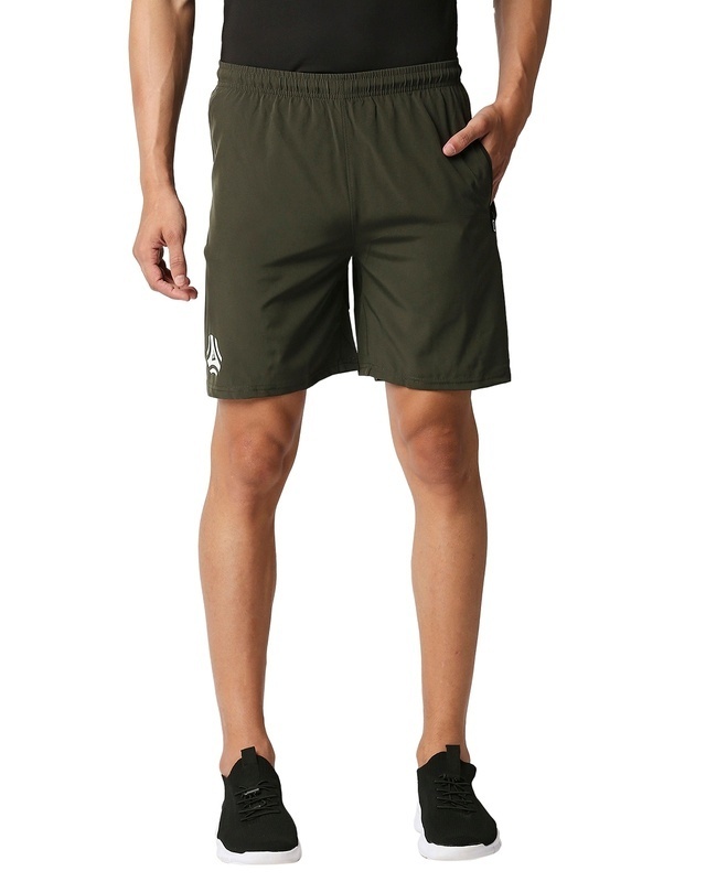 Shop Alstyle Solid Men Olive Regular Shorts-Front