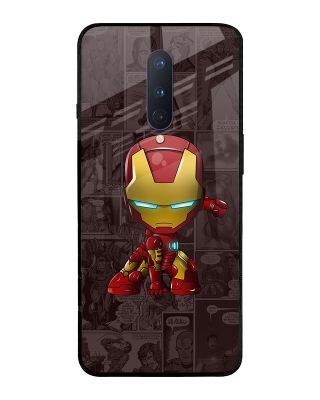 Shop Angry Baby Super Hero Premium Glass Case for OnePlus 8 (Shock Proof, Scratch Resistant)-Front