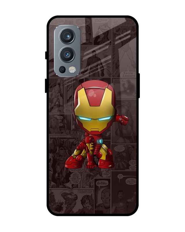 Shop Angry Baby Super Hero Premium Glass Case for OnePlus Nord 2 5G (Shock Proof, Scratch Resistant)-Front