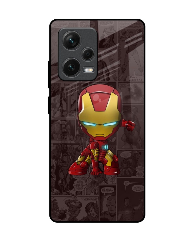 Shop Angry Baby Super Hero Premium Glass Case for Redmi Note 12 Pro 5G (Shock Proof, Scratch Resistant)-Front