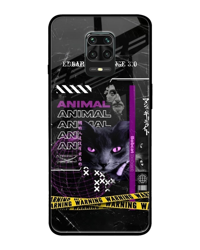 Shop Animal Warning Premium Glass Case for Redmi Note 9 Pro Max (Shock Proof, Scratch Resistant)-Front