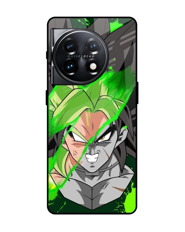 Shop Anime Green Splash Premium Glass Case for OnePlus 11 5G (Shock Proof, Scratch Resistant)-Front