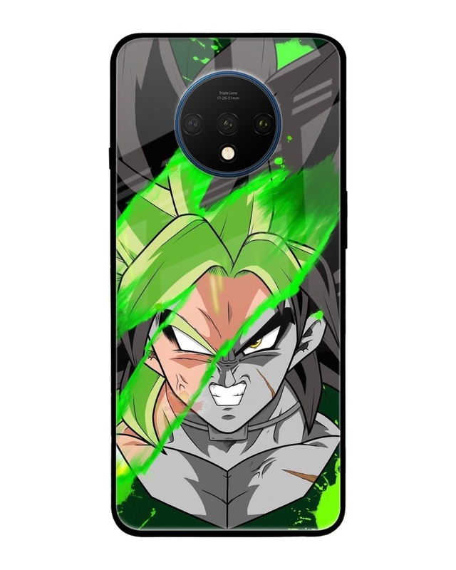 Shop Anime Green Splash Premium Glass Case for OnePlus 7T (Shock Proof,Scratch Resistant)-Front