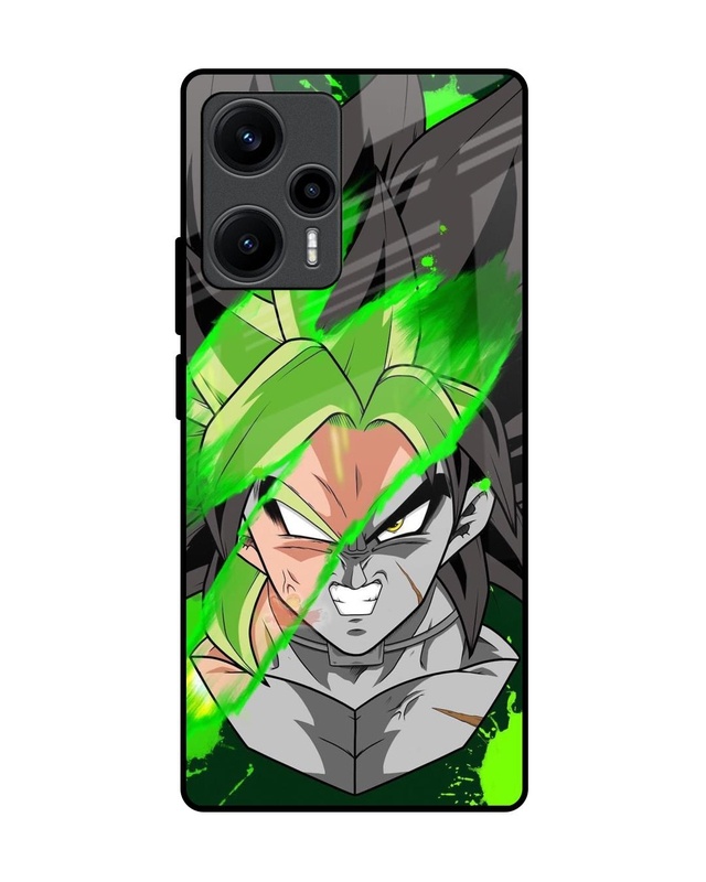 Shop Anime Green Splash Premium Glass Case for Poco F5 5G (Shock Proof, Scratch Resistant)-Front