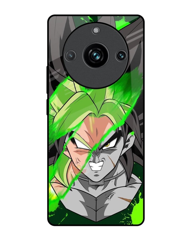 Shop Anime Green Splash Premium Glass Case for Realme 11 Pro+ 5G (Shock Proof, Scratch Resistant)-Front