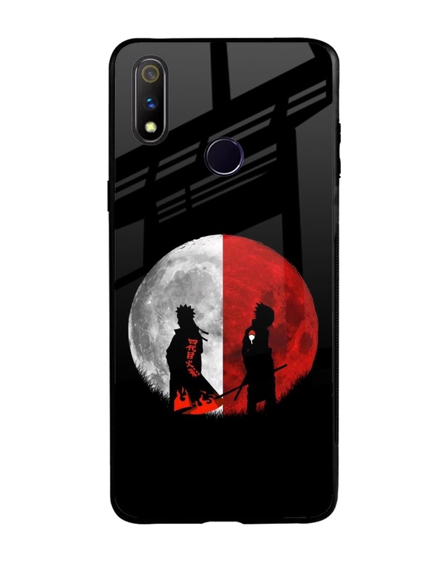 Shop Anime Red Moon Premium Glass Case for Realme 3 Pro (Shock Proof, Scratch Resistant)-Front