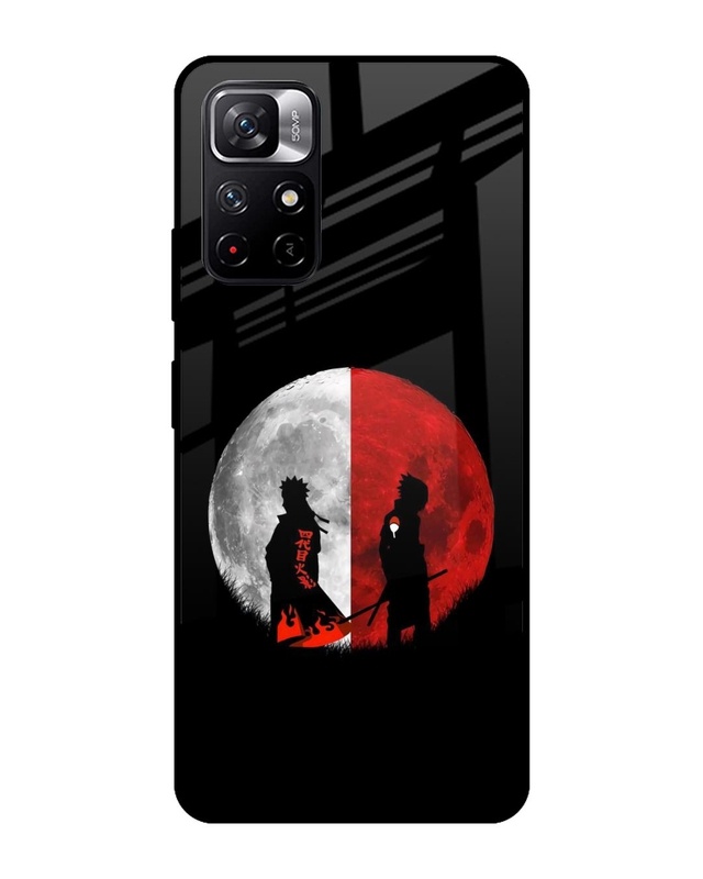 Shop Anime Red Moon Premium Glass Case for Redmi Note 11T 5G (Shock Proof,Scratch Resistant)-Front