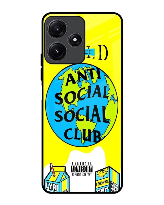 Anti Social Club Premium Glass Case for Xiaomi Redmi 12 5G(Shock Proof, Scratch Resistant)