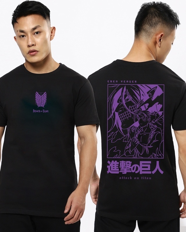 Shop Men's Black AOT Founding Titan Graphic Printed T-shirt-Front
