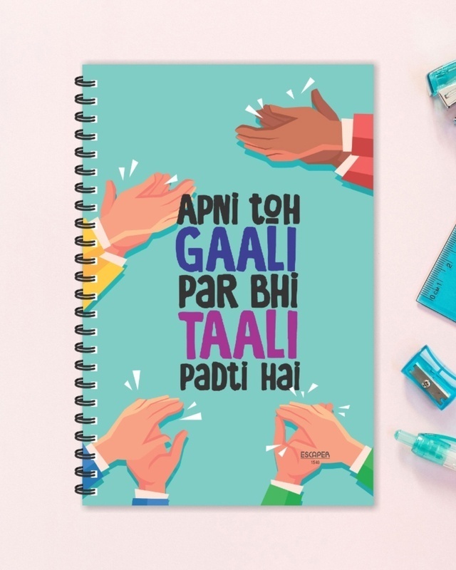 Shop Apni Toh Gaali Par Bhi Taali Padti Designer Notebook (Soft Cover, A5 Size, 160 Pages, Ruled Pages)-Front