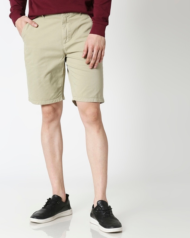 Shop Aqua Green Chino Shorts-Front