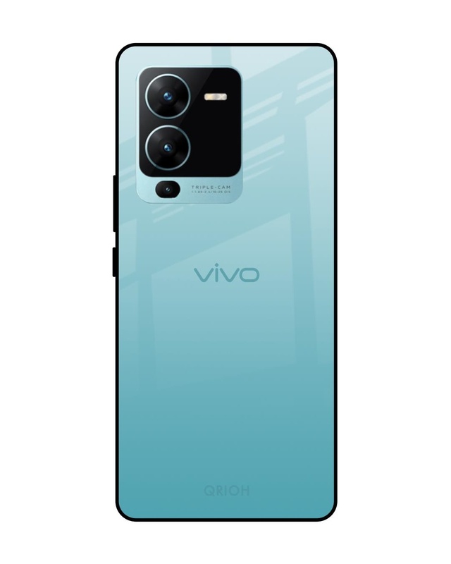 Shop Arctic Blue Premium Glass Case For Vivo V25 Pro (Shock Proof,Scratch Resistant)-Front