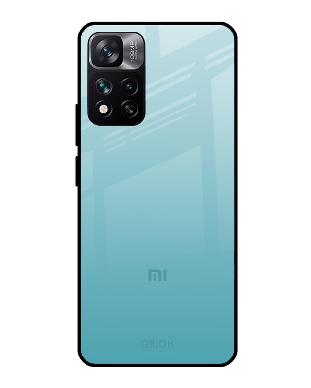 Shop Arctic Blue Printed Premium Glass Cover For Mi 11i HyperCharge (Shock Proof, Lightweight)-Front
