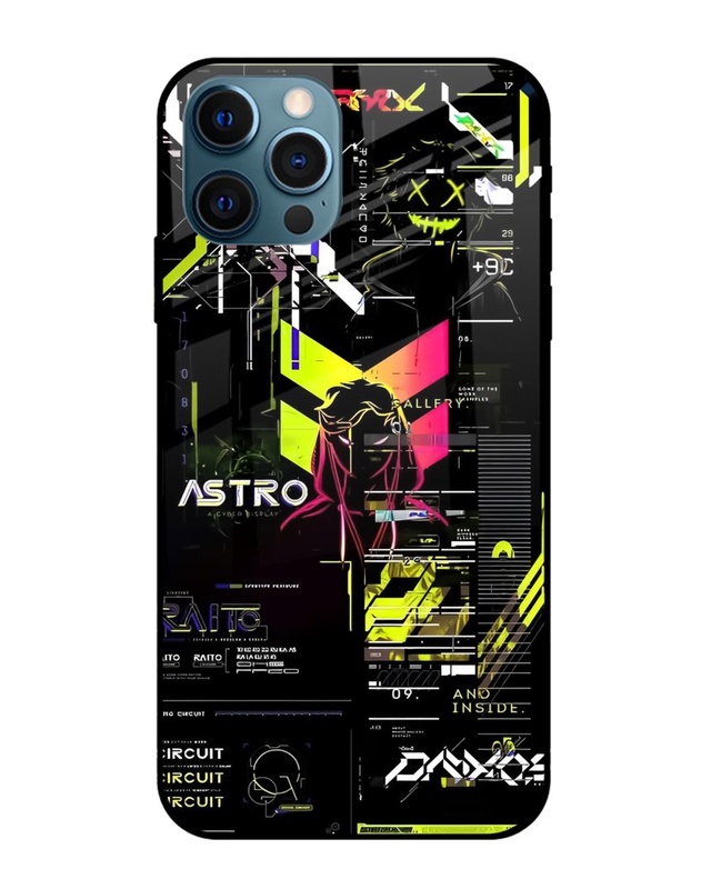 Shop Astro Glitch Premium Glass Case for Apple iPhone 12 Pro (Shock Proof, Scratch Resistant)-Front