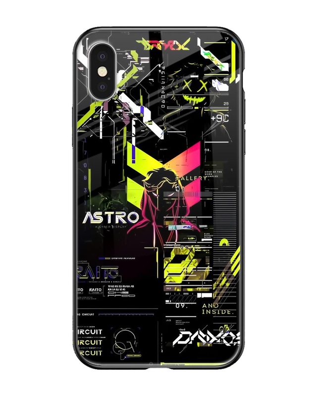 Shop Astro Glitch Premium Glass Case for Apple iPhone XS Max (Shock Proof, Scratch Resistant)-Front
