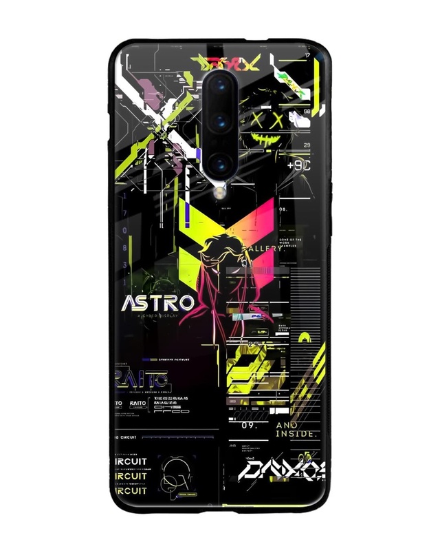 Shop Astro Glitch Premium Glass Case for OnePlus 7 Pro (Shock Proof, Scratch Resistant)-Front