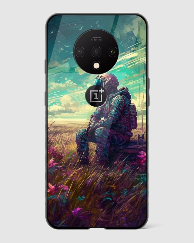 Shop Astronaut In Grass Premium Glass Case for OnePlus 7T-Front