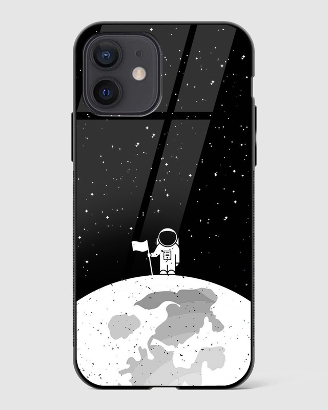 Shop Astronaut On Moon Premium Glass Case for Apple iPhone 12-Front