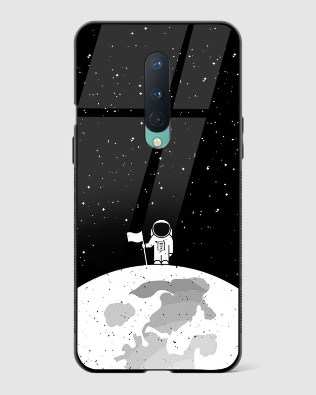 Shop Astronaut On Moon Premium Glass Case for OnePlus 8-Front