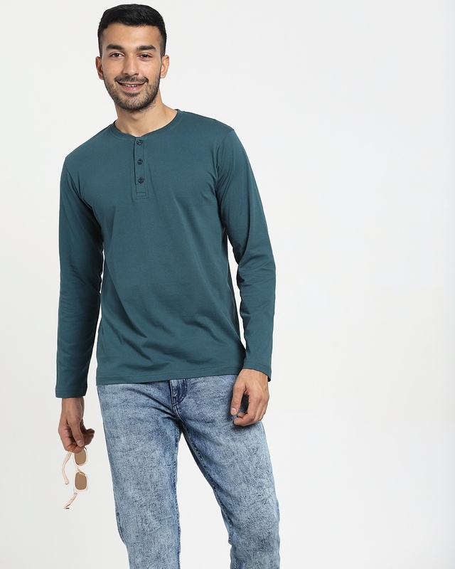 Shop Atlantic Deep Full Sleeve Henley T-shirt-Front