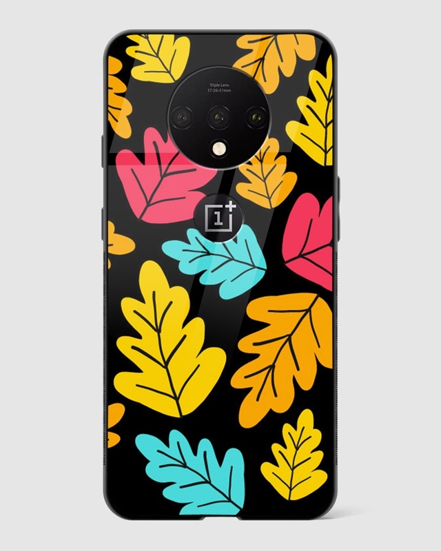 Shop Autumn Leaves Floral Premium Glass Case for OnePlus 7T-Front
